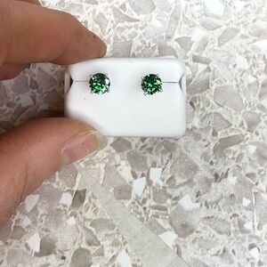 925 Silver 2ct Moissanite Green Stud Earrings
